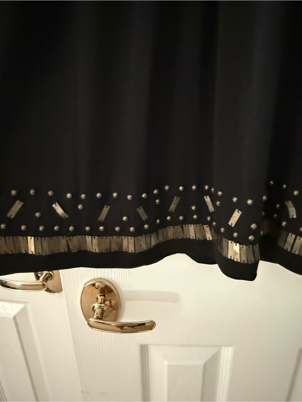 Calvin Klein Black Mini Dress with Gold Hem Embellishment